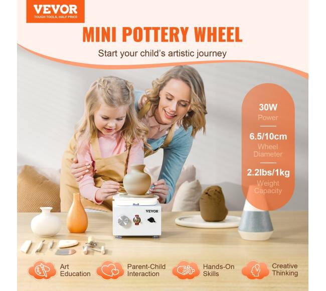 Mažas elektrinis keraminis žiedimo ratas 0-320 aps.min1