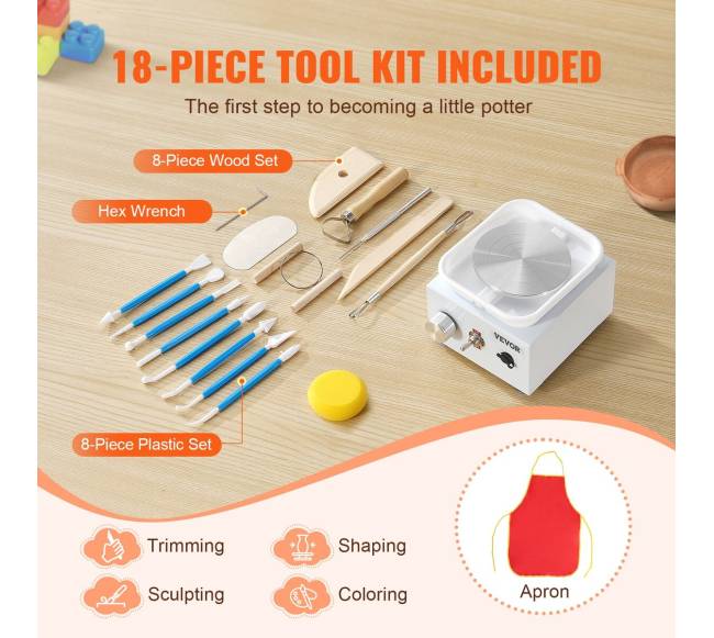 Mažas elektrinis keraminis žiedimo ratas 0-320 aps.min5