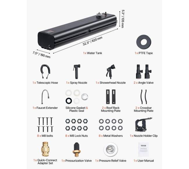 15 L stogo bagažinės vandens bakas su apsauga nuo taškymo6