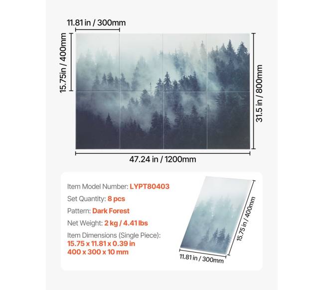 8 vnt. sieninių garsą slopinančių panelių rinkinys6