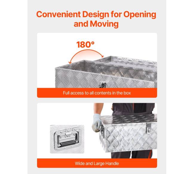 Aliuminė įrankių dėžė automobiliui 76 cm sidabrinė5