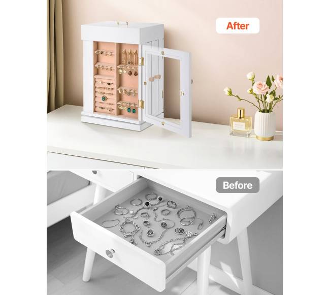 Juvelyrinių dirbinių dėžutė su pasukama sistema ir kabliukais4