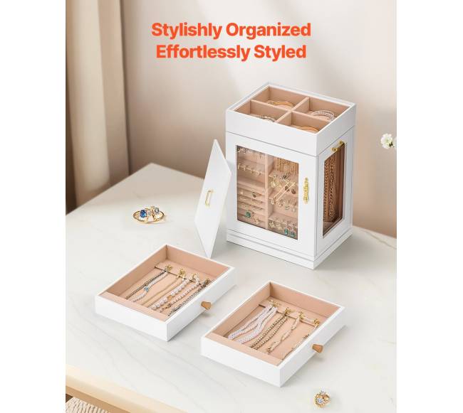 Juvelyrinių dirbinių dėžutė su pasukama sistema ir kabliukais5