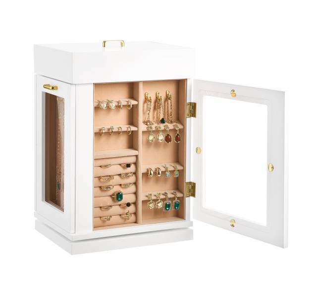 Juvelyrinių dirbinių dėžutė su pasukama sistema ir kabliukais8