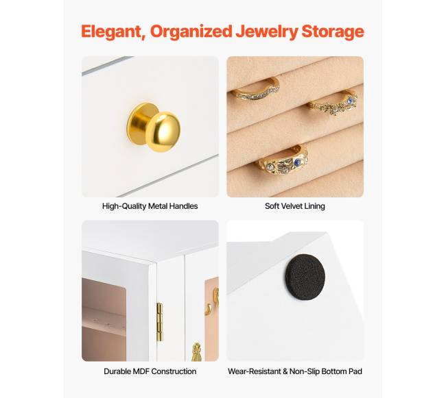 Papuošalų dėžutė su 5 stalčiais balta3