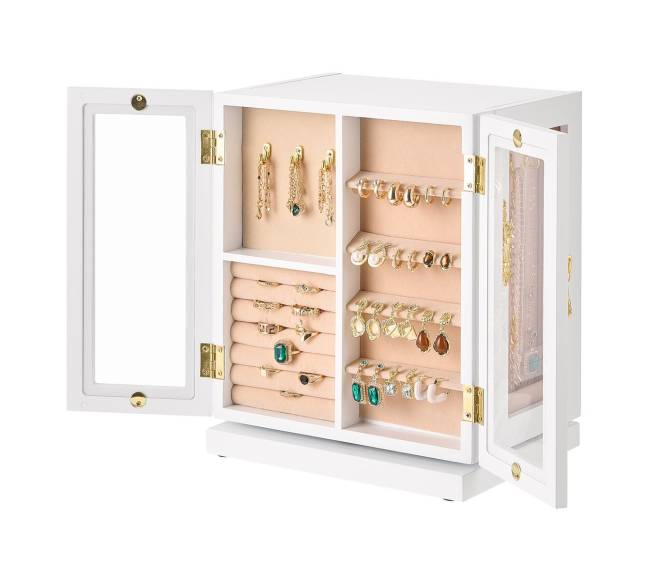 Papuošalų dėžutė su 5 stalčiais balta8