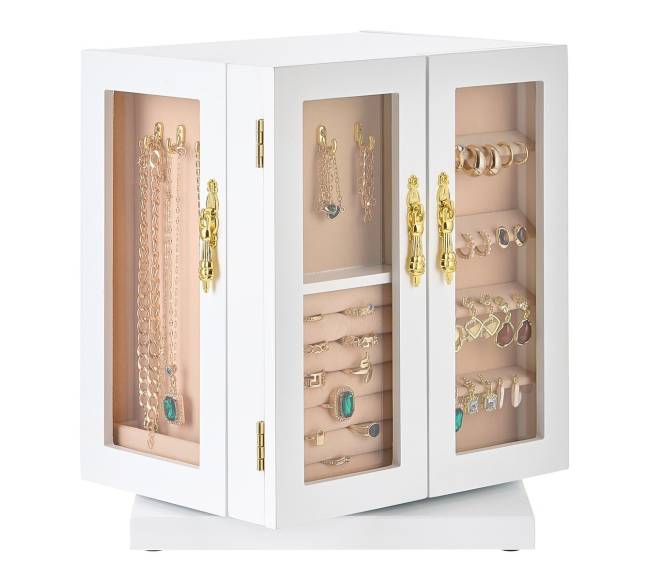 Papuošalų dėžutė su 5 stalčiais balta9