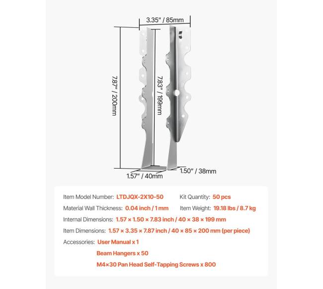 Įleidžiama sijų laikikliai 50 vnt.6