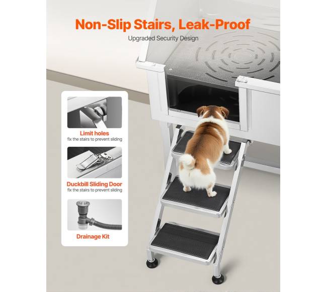 Šunų vonia iš nerūdijančio plieno su laiptais2