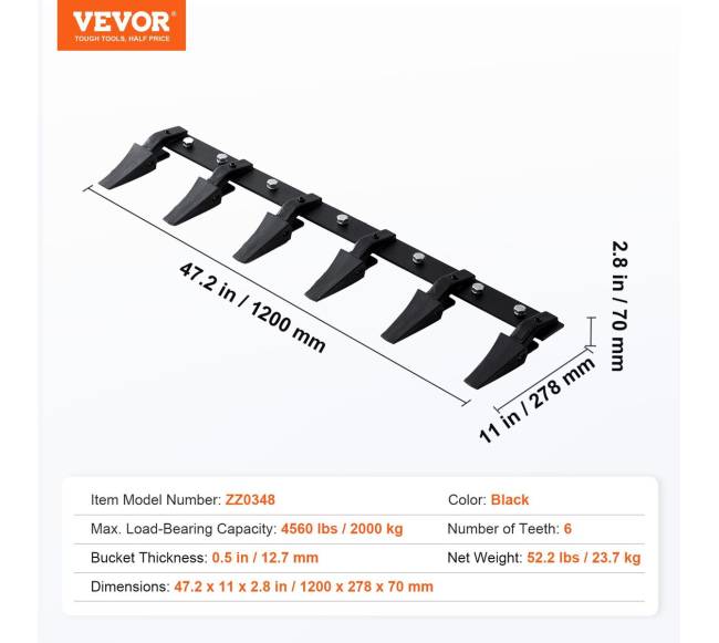 Traktoriaus kastuvo dantų juosta su 6 dantimis6