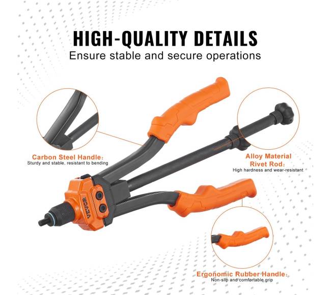 Rievių įrankis su 7 antgaliais ir kniedėmis2