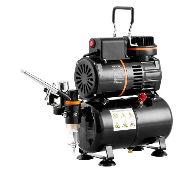 Aerografų rinkinys su dviem ventiliatoriais ir rezervuaru0