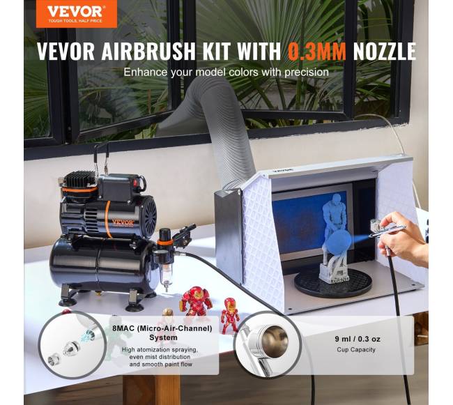 Aerografų rinkinys su dviem ventiliatoriais ir rezervuaru1