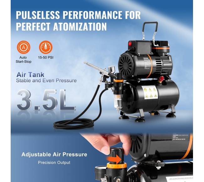 Aerografų rinkinys su dviem ventiliatoriais ir rezervuaru2