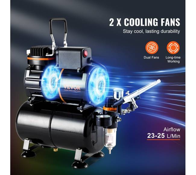 Aerografų rinkinys su dviem ventiliatoriais ir rezervuaru3