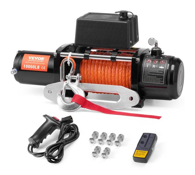 Elektrinis gervės krovininis sunkvežimis 4536 kg su sintetiniu lynu0