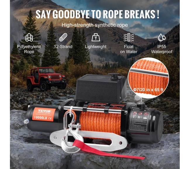 Elektrinis gervės krovininis sunkvežimis 4536 kg su sintetiniu lynu3