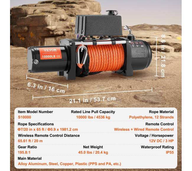 Elektrinis gervės krovininis sunkvežimis 4536 kg su sintetiniu lynu6