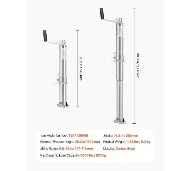 A tipo priekabos domkratas 907 kg apkrova6