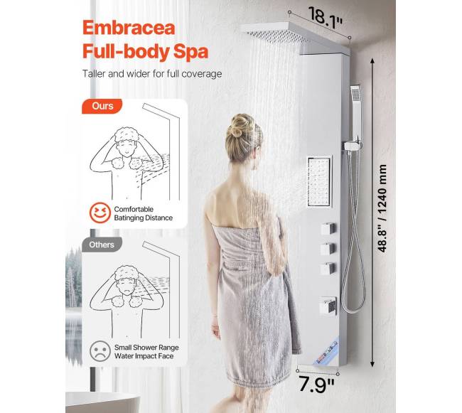 Dušo panelė su lietaus galva ir masažu1