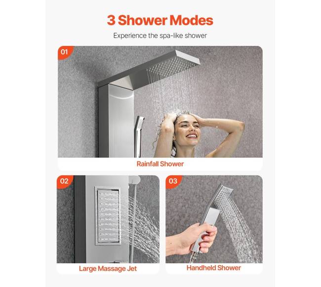 Dušo panelė su lietaus galva ir masažu2