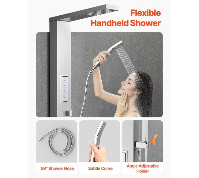 Dušo panelė su lietaus galva ir masažu3