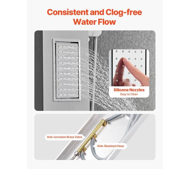 Dušo panelė su lietaus galva ir masažu4