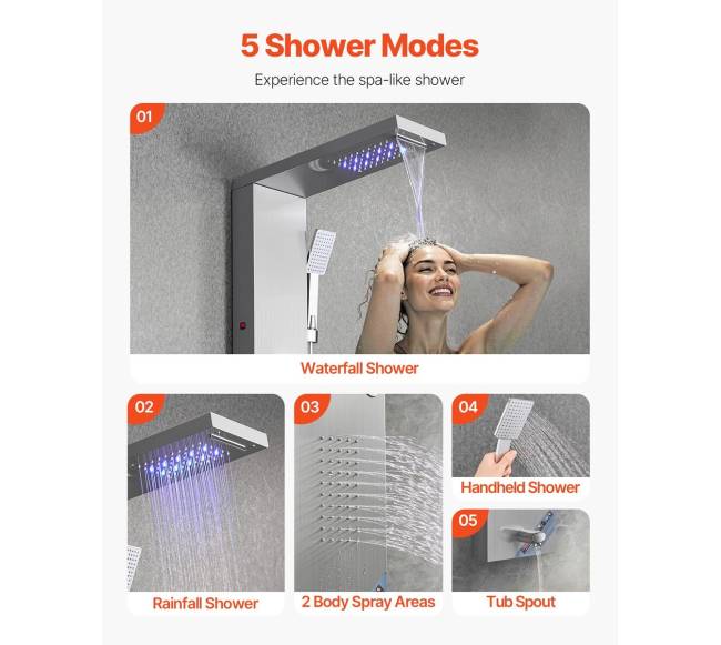 Dušo panelės bokštas su lietaus galvute2