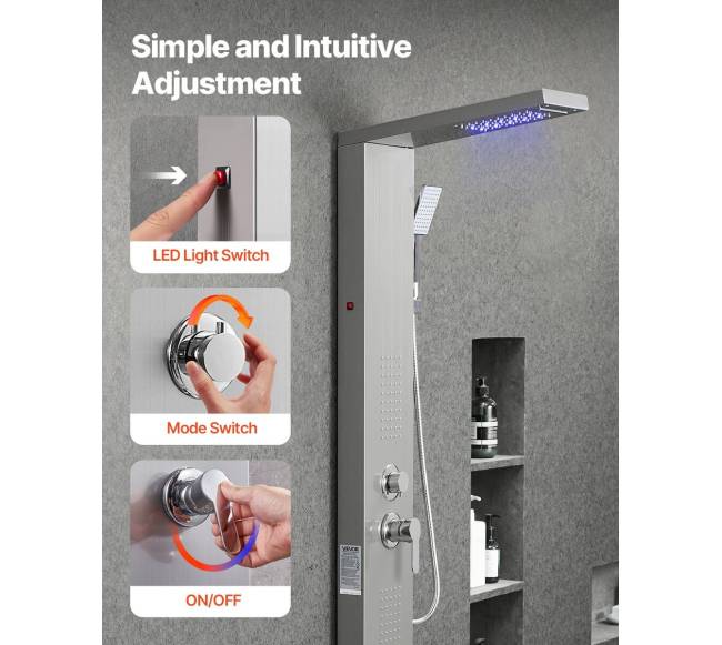 Dušo panelės bokštas su lietaus galvute5