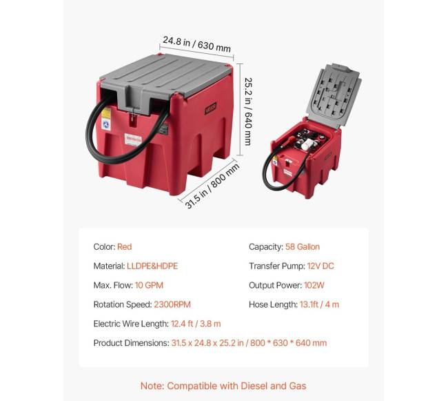 58 galonų nešiojamas dyzelinio kuro bakas6