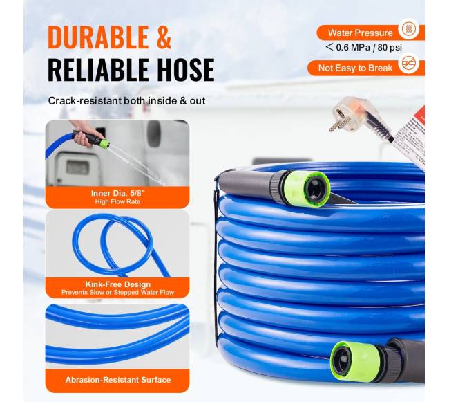 7.6 m šildomas vandens žarna RV -42 ºC5