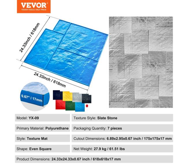 Betoninės tekstūros formos 7 vnt polimerui6