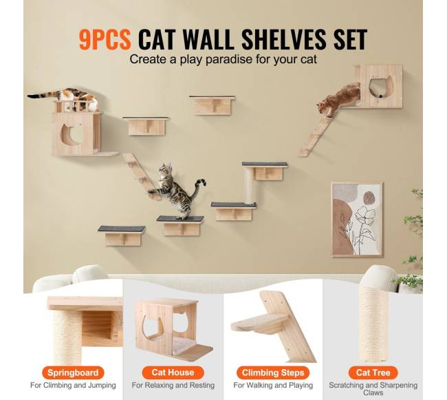 Sieninės katės lentynos su hamakais1