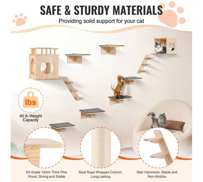 Sieninės katės lentynos su hamakais2