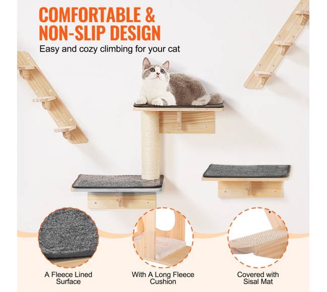 Sieninės katės lentynos su hamakais4