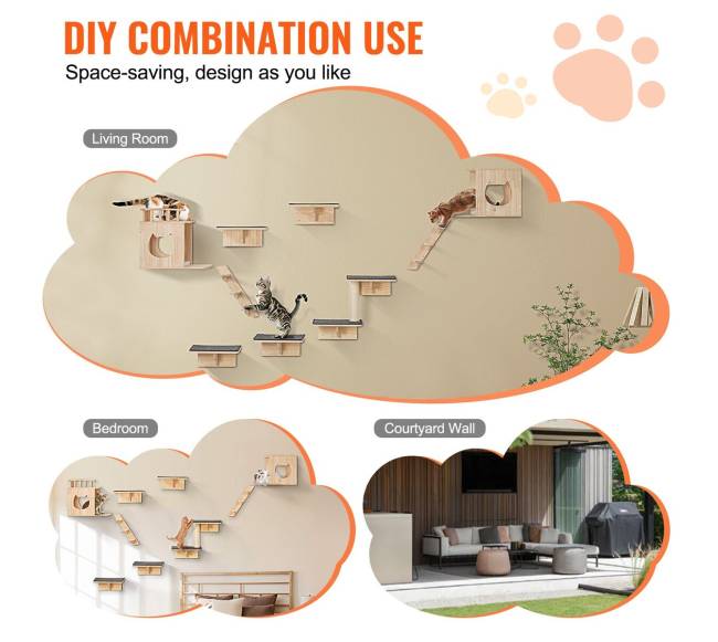 Sieninės katės lentynos su hamakais5