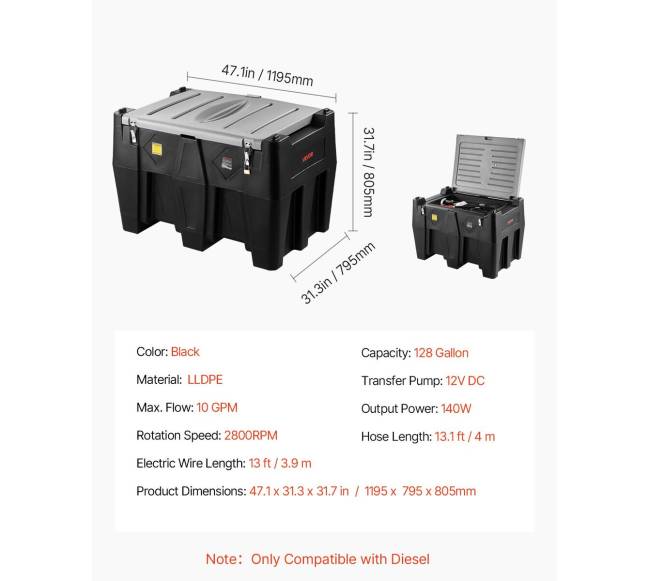Nešiojamas dyzelino bakas su 12V siurbliu6