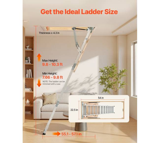 Palėpės kopėčios aliuminio 170 kg 3 - 3.13 m1