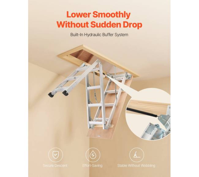 Palėpės kopėčios aliuminio 170 kg 3 - 3.13 m2