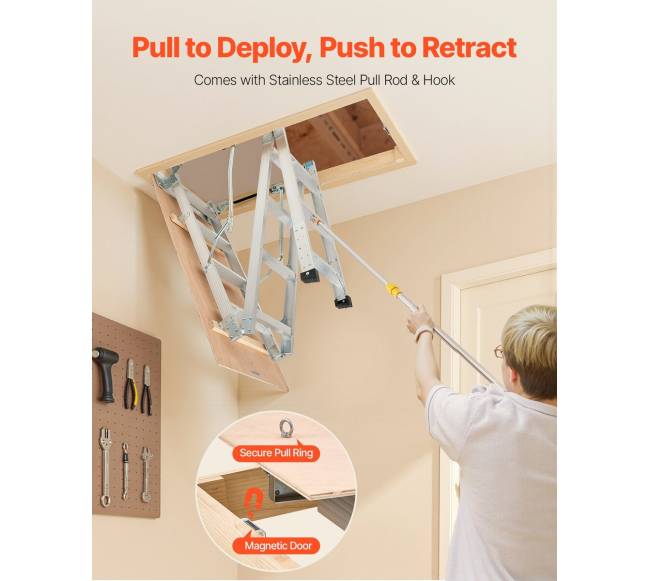 Palėpės kopėčios aliuminio 170 kg 3 - 3.13 m3