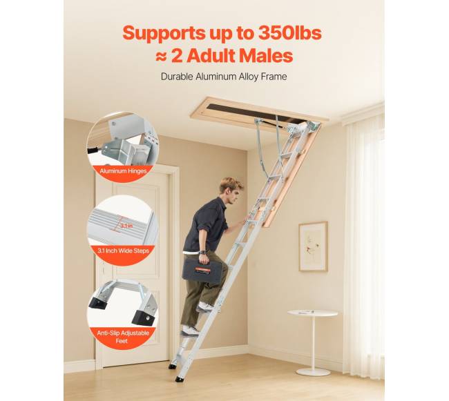 Palėpės kopėčios aliuminio 170 kg 3 - 3.13 m4