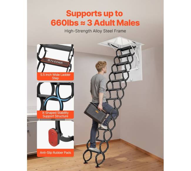 Plieniniai palėpės laiptai 2.6-2.85 m aukščiui2