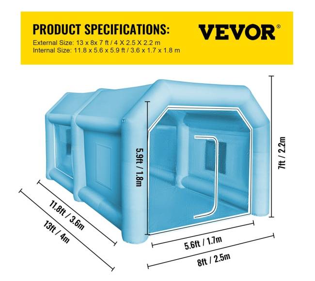 Pripučiamas dažymo palapinė 4 x 2.5 x 2.2 m6