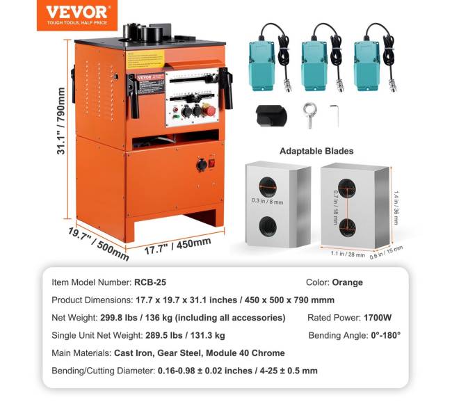 Elektrinė armatūros sulenkėjas 1700W 4-25mm6