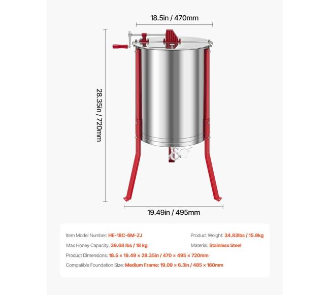 Rankinis medaus ekstraktorius 6 rėmų6