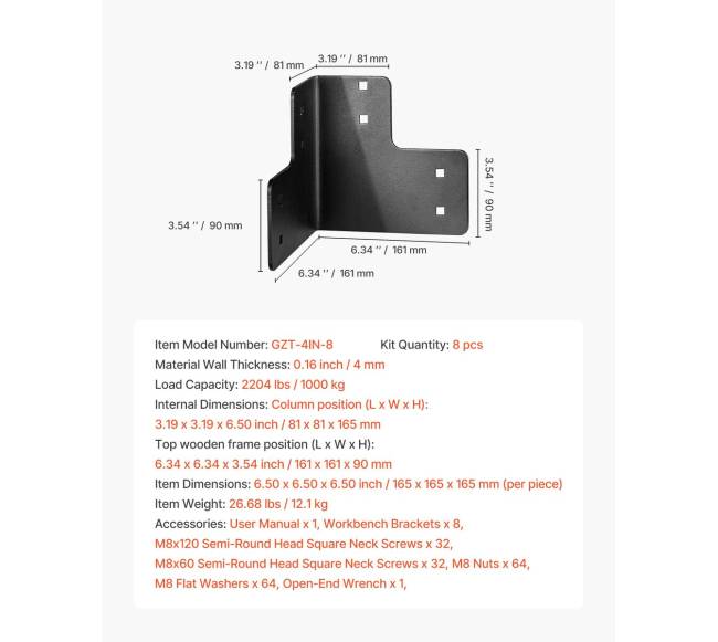 8 dalių darbo stalo kampinės laikiklio komplektas6