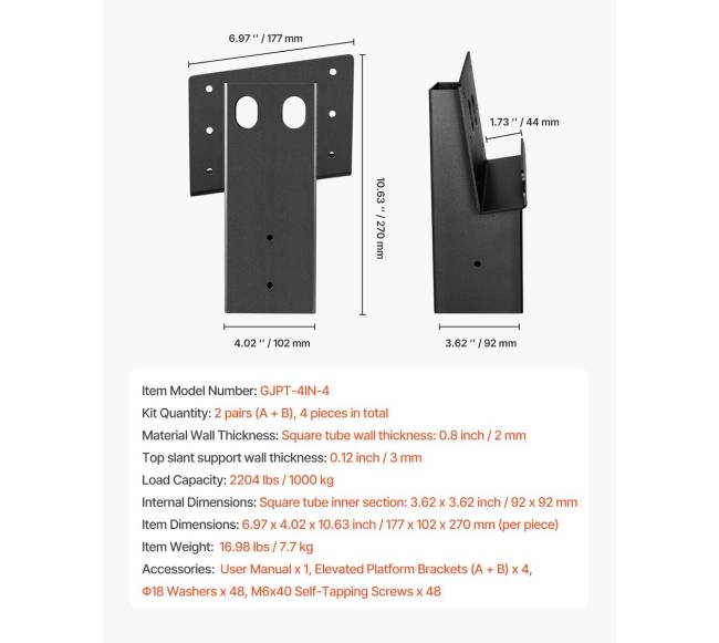 Platformos kampinės laikikliai 88.9x88.9 mm, 4 vnt.6