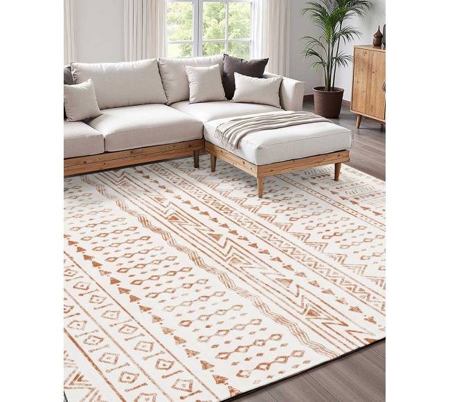 Didelis kilimas 152x244 cm neslystantis, atsparus plyšimui, modernus smėlio spalvos1