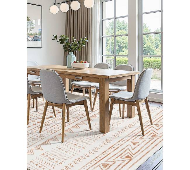 Didelis kilimas 152x244 cm neslystantis, atsparus plyšimui, modernus smėlio spalvos4