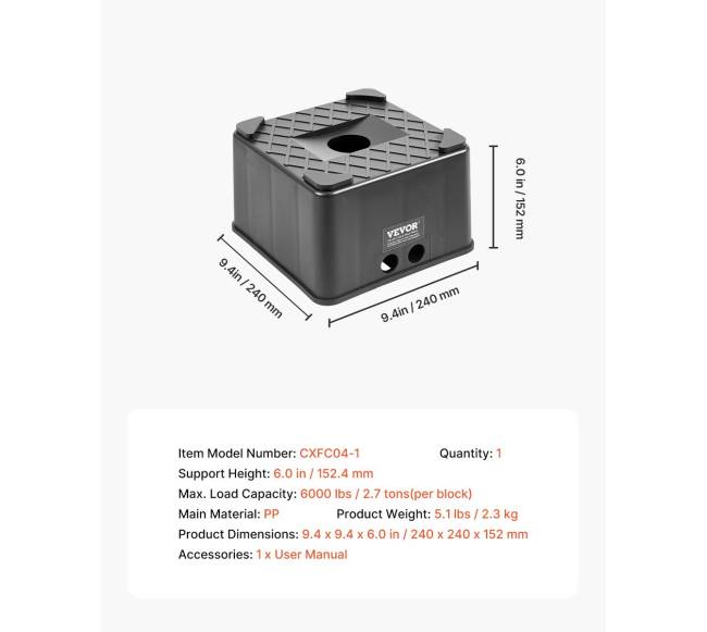 Priekabos stovo blokas 6 cm aukščio6